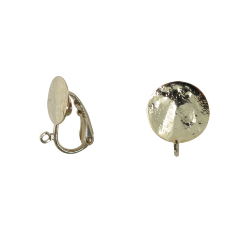 Clip Disco Martellato Ã¸10mm con anellino in Ottone 10pz Oro Light